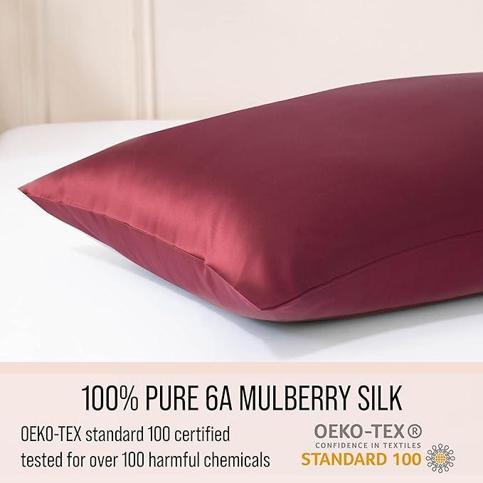 Bella Coterie Luxury Silk Pillowcase for Hair and Skin | 30 Momme | 100% Pure 6A Mulberry Silk | Super Soft | Perfectly Plush [King, Merlot]