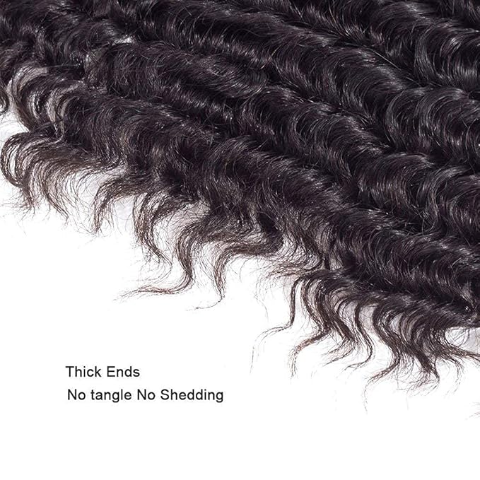 26 28 30 Inch Deep Wave Bundles Human Hair Color 1B Bundles Brazilian Virgin Soft and Silky Remy Hair Extensions Niegmeag Double Weft Natural Black Deep Wave Bundle 300g