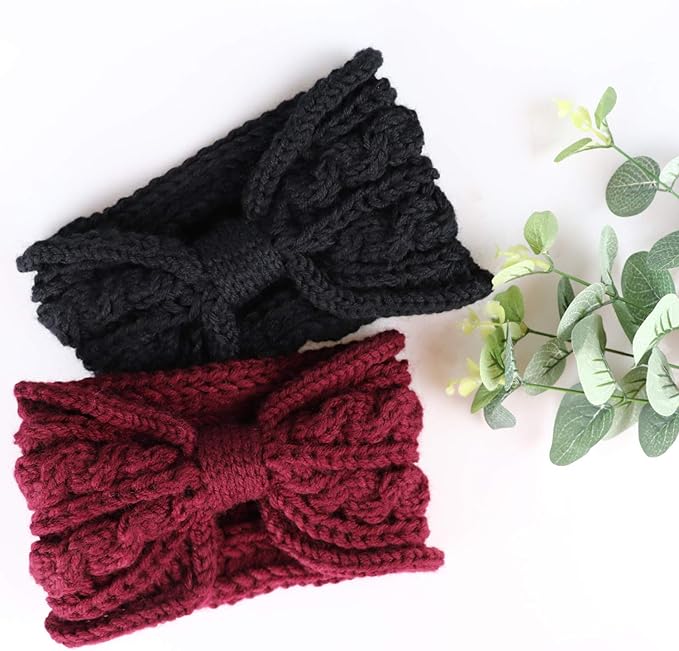 DRESHOW Knit Crochet Headband for Women Ear Warmer Soft Turban Stretch Warmer Headbands Winter Fashion Head Wrap