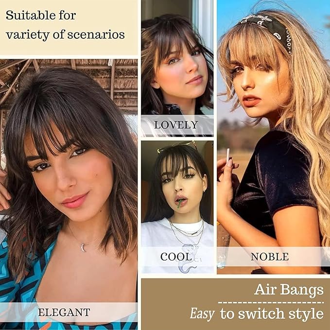 ORIGEN Clip in Bangs Real Human Hair Clip on Wispy Bangs Fringe with Temples Hairpieces Fake Front Bangs Extensions for Women Ice Blonde Color