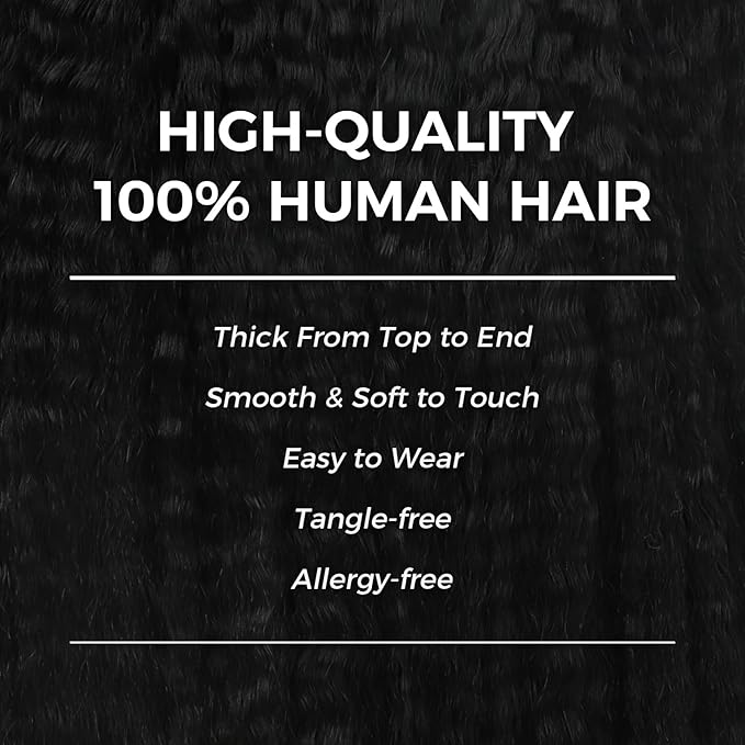 Lashey Seamless Clip in Hair Extensions Human Hair #1 Jet Black Kinky Straight Clip in Hair Extensions Real Human Hair 7pcs 110g 20 Inch PU Weft Natural Hair Extension for Women