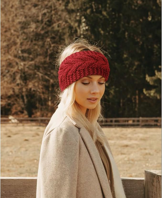 DRESHOW Knit Crochet Headband for Women Ear Warmer Soft Turban Stretch Warmer Headbands Winter Fashion Head Wrap