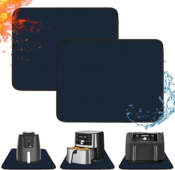 Heat Resistant Mats for Countertop - Fireproof 16x20in Heat Resistant Mats for Air Fryer - Kitchen Countertop Protector for Air Fryer, Coffee Maker, Stand Mixer, Toaster, Oven - Blue - 2PCS