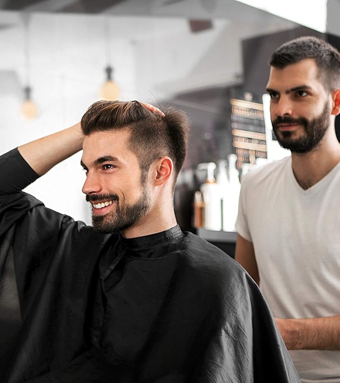 Haircut Cape Black Hair Cutting Salon Barber Capes Waterproof hairdressing for Clients Men Adults (3PCS-Barber Capes)