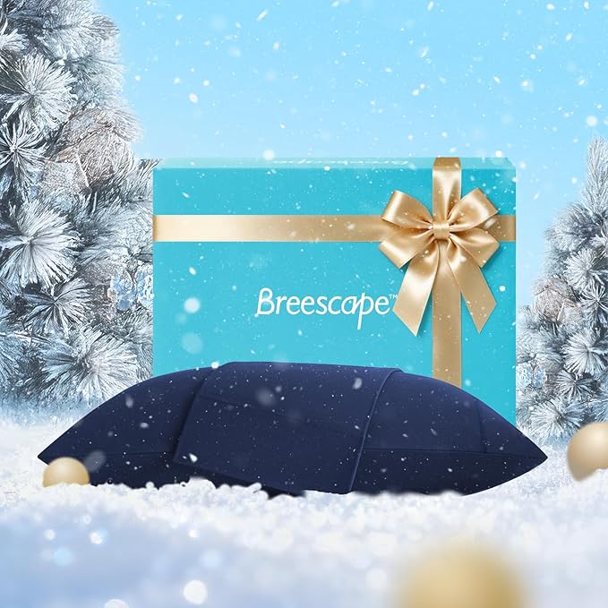 Breescape Cooling Pillow Cases Standard/Queen Size - BlendTek™ Dry & Cool Technology for Hot Sleepers and Night Sweats, 2 Pack Ultra Soft Pillowcases for Hair & Skin Care, 20" x 30", Twilight Blue