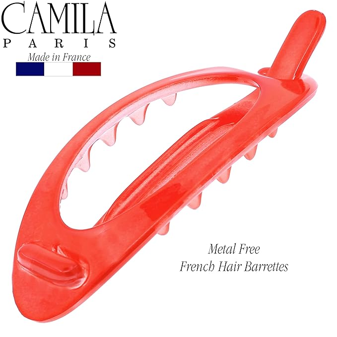Camila Paris CP3120 French Hair Barrette Clip, Flexible Ponytail Holder No Metal Parts, Strong Hold Grip Hair Clips for Women, No Slip and Durable Styling Girls Hair Accessories, Made in France