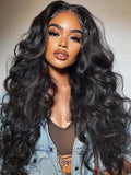 KLAIYI HD Real Scalp Wig 13x4 Lace Frontal Human Hair Wig Loose Body Wave with Face Framing Curtain Bangs Pre Everything Glueless 3S Wear and Go Precut Lace Pre Plucked Pre Bleached 180%Density 22Inch