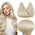 Full Shine Blonde Tape in Hair Extensions Human Hair 12 Inch Seamless Tape in Hair Extensions 60 Platinum Blonde Tape Extensions Soft Natural Tape in Extensions Remy Human Hair 30G Silky 20 Pcs