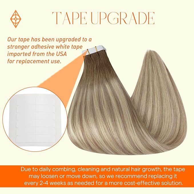 Full Shine Tape in Hair Extensions Human Hair 22 Inch Color 8 Ash Brown Fading to 60 Platinum Blonde and 18 Ash Blonde Invisible Tape in Extensions Real Hair Extensions Tape ins 20Pcs 50G