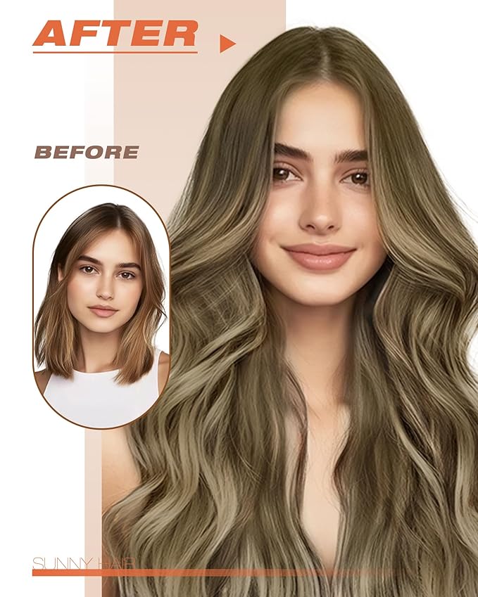 Sunny Hair Tape in Hair Extensions Human Hair 24 Inch Hair Extensions Real Human Hair Tape in Extensions for Women Cool Brown to Light Brown Balayage Blonde Invisible Remy Hair Skin Weft 20Pcs 50g