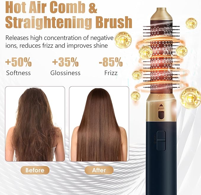 Hair Dryer Brush 5 in 1, Professional Blow Dryer Brush High-Speed Negative Ionic Hair Dryer Fast Drying, Multi Hair Styler Air Auto Wrap Styler for Curling Volumizing Straightening Waves Styling