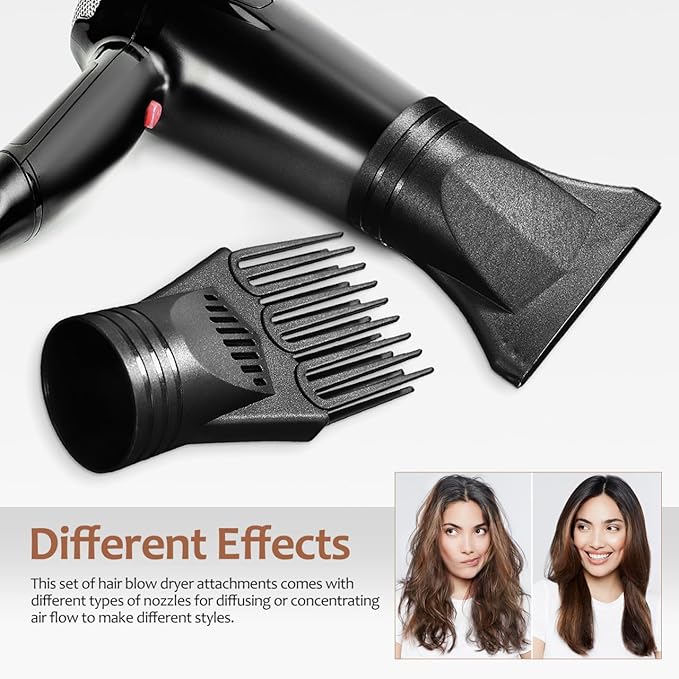 CLISPEED 2 Pcs Universal Hair Dryer Nozzle: 2 Type Hair Dryer Attachment Concentrator - Replacement Blow Flat Nozzle and Comb Attachment