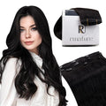 RUNATURE Black Clip in Hair Extensions, Real Human Hair Clip in Extensions, Clip on Hair Extensions For Women, Double Weft Remy Natural Hair, Easy to Install, 14 Inch 50g 3pcs #1B Off Black