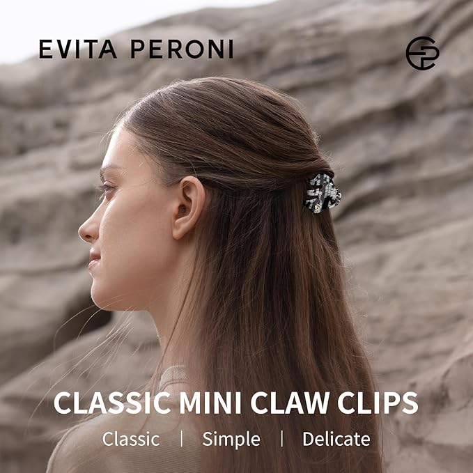 EVITA PERONI Small Hair Clips, Mini Hair Clip for Hair, Little Tiny Claw Clips for Women Girls Half Updo, Black and White