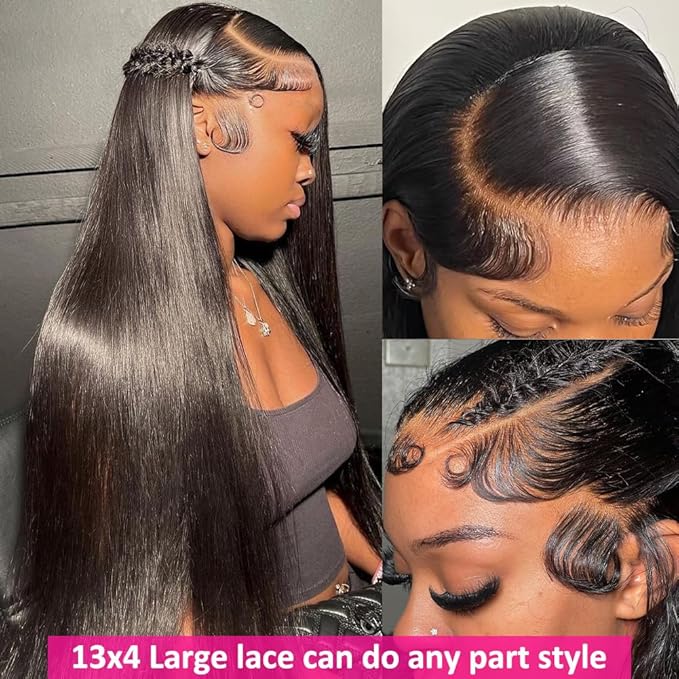 Hermosa 220% Density 30 inch HD Transparent 13x4 Lace Front Wigs Human Hair Pre Plucked 12A Glueless Straight Lace Frontal Human Hair Wig for Black Women