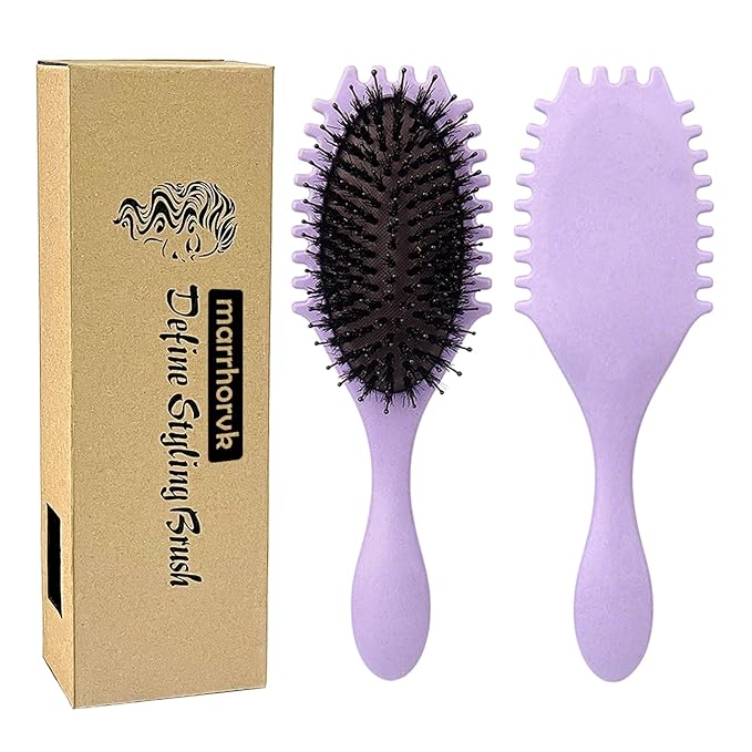 Curly Defining Brush, Curly Hair Styling Brushes Detangler Soft Bristle Hair Brush 1-Pack (Purple)
