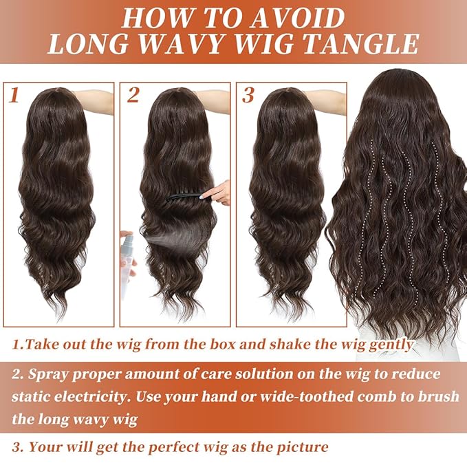 Synthetic Lace Front Wigs Pre Plucked 26 Inch Long Wavy Chocolate Brown 100% Futura Premium 13x4 HD Lace Wigs For Black Women Ready to Wear Beginner Friendly