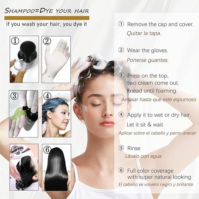 Blonde Brown Hair Dye Shampoo 3 in 1, Instant Hair Color Shampoo for Women Men, Natural Color Shampoo Hair Dye, Grey Hair Coverage in Minutes, Herbal Formula (17.6 FL OZ)