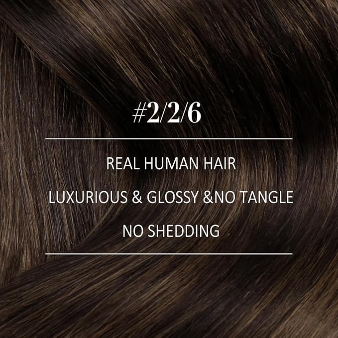 YoungSee Balayage Clip in Hair Extensions Dark Brown Real Hair Extensions Clip in Human Hair Dark Roots to Medium Brown Balayage Human Hair Extension Clip ins for Thin Hair 20In 120G