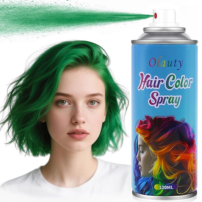 Green Temporary Hair Color Spray for Kids Women Men, One-Day Temporary Hair Dye Spray, Washable Hair Color Wax Hair Coloring Natural Non-Sticky For Christmas, Cosplay, DIY, Party (Green)