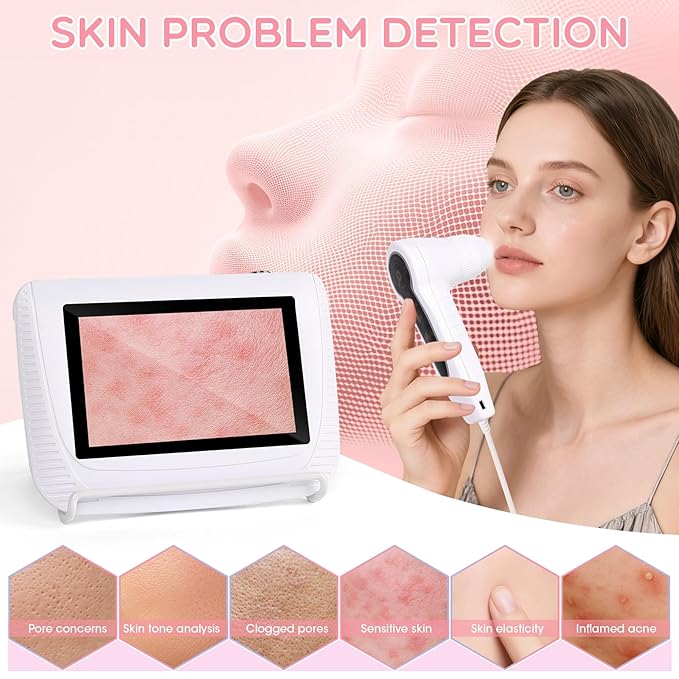 Scalp and Skin Analysis Machine, 5 Inch Digital Scalp Camera with 50x/200x Lenses, Rechargeable Skin Health Detection Use for Home, Spa and Salon