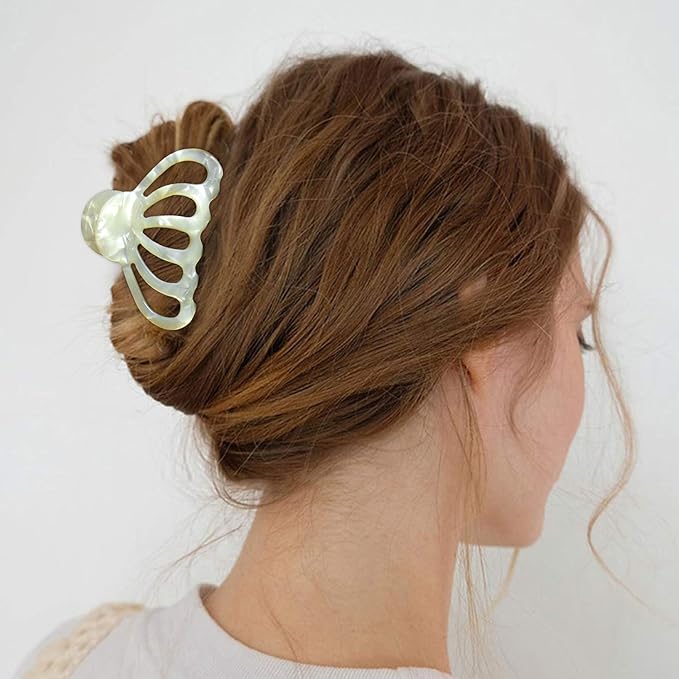 Fashion Tortoise Hair Clips for Women Resin Medium Hair Claw Clip for Fine Hair Non Slip Grip Hair Jaw Clips 2PCS in Set (Plain Tortoise Shell Hair Clips)
