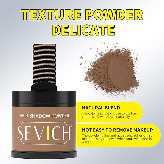 Sevich Hairline Powder 10g Large Capacity,Instantly Conceals Hair Loss,Root Touch up Powder,Hair Shadow Toppers for Women & Men Thinning Gray Hair,48H Makeup Lasting,1 Box = 2.5 Boxes,Brown