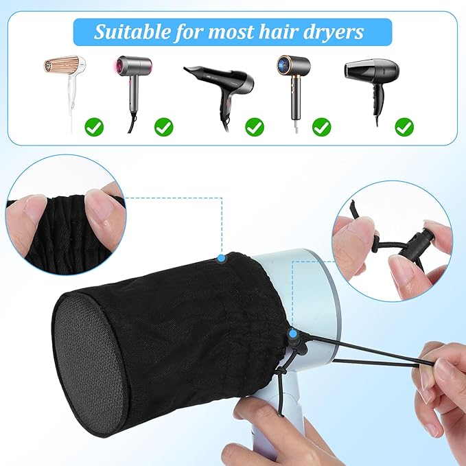 Hair Dryer Diffuser, Double-Layer Nylon Hair Dryer Sock Cover for Curly, Foldable Travel Diffuser Dryers Attachment, Soft, Heat-Resistant, Flexible, Reusable Diffusers Attachment