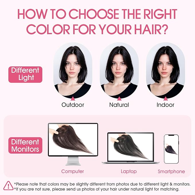 Hairro Human Hair Toppers with Side Bangs, 3D 360° Seamless Real Hair Toppers, Hand-Tied with 3.5"x4.7" T-shaped Base, Clip-In Hairpieces to Add Volume on Top, 11 Inch Medium Brown Mix Dark Blonde