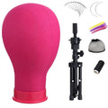 Wig Head 23 Inch Canvas Block Head Wig Stand with Mannequin Head for Wigs Making Display(23Inch, Rose)