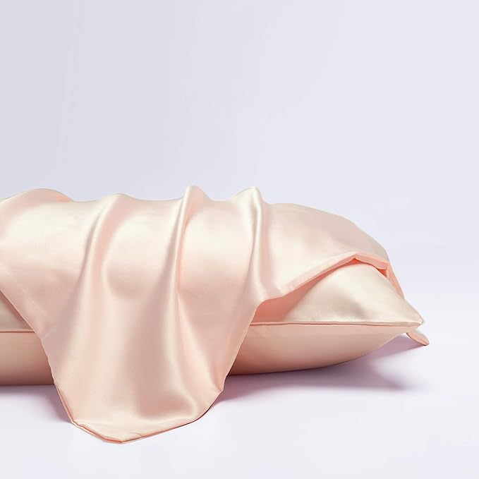 NTBAY Zippered Satin Pillow Cases for Hair and Skin, Luxury Queen Hidden Zipper Pillowcases Set of 2, 20x30 Inches, Pink