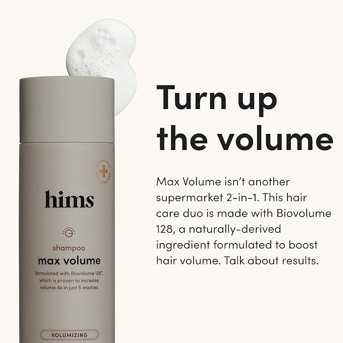hims Max Volume Men's Shampoo & Conditioner Set - Volumizing Natural Shampoo and Conditioner for Men - Adds Volume, Shine & Bounce - Citrus Spice - 2 x 6.4 fl oz
