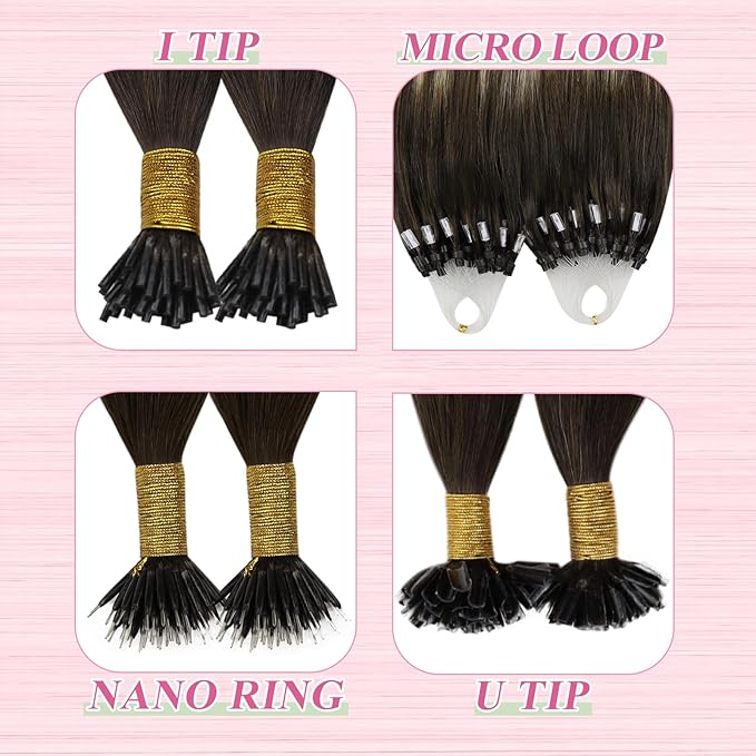 YoungSee U Tip Hair Extensions Human Hair Ombre Dark Brown Mixed Ash Blonde U Tip Real Hair Extensions Ombre Hot Fusion 16In 1G/S 50G