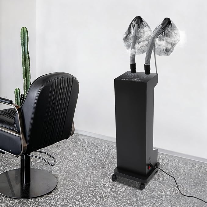 Professional Hair Steamer, 110V 650W Vertical Hair Care Machine Micro Mist Hair Color Processor with Rolling Wheels, Salon Spa Equipment for Home, Barber Shop (Black)