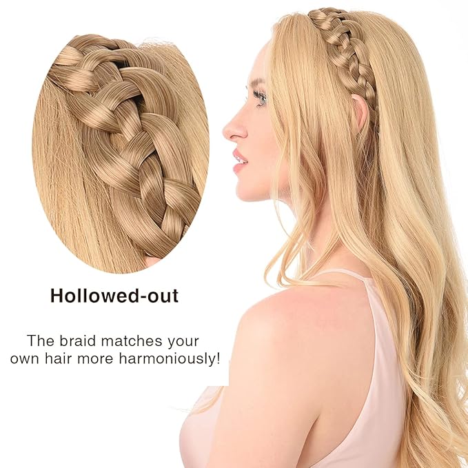 DIGUAN Hollow out Synthetic Hair Braided Headband Hairpiece Women Girl Beauty accessory for Women (Medium Brown)