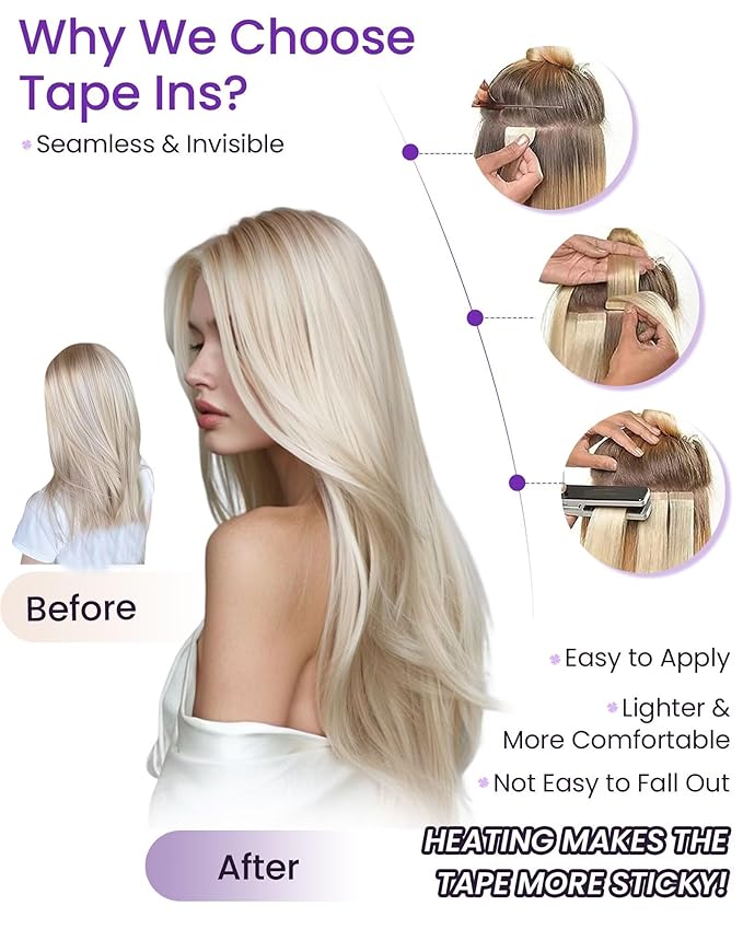 LaaVoo Tape in Extensions Human Hair Auburn Brown Hair Extensions Tape in Seamless Tape on Hair Extension Soft Hair 14inch 40pcs 100g