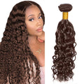 Brown Water Wave Bundles Human Hair Dark Brown Bundles Niegmeag Peruvian Virgin Remy Hair Single Bundle 26 Inch Double Weft Color 4 Wet and Wavy Bundle Hair Weave