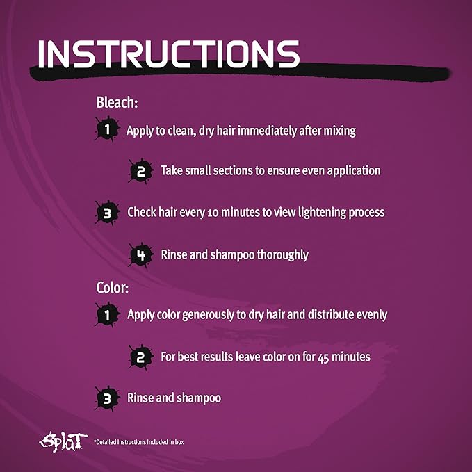 Splat Berry Blast Semi Permanent Hair Dye Kit with Bleach, 1 Application, Includes Purple Pink Hair Dye, Oxide & Bleach Powder, Vegan & Cruelty Free Hair Color
