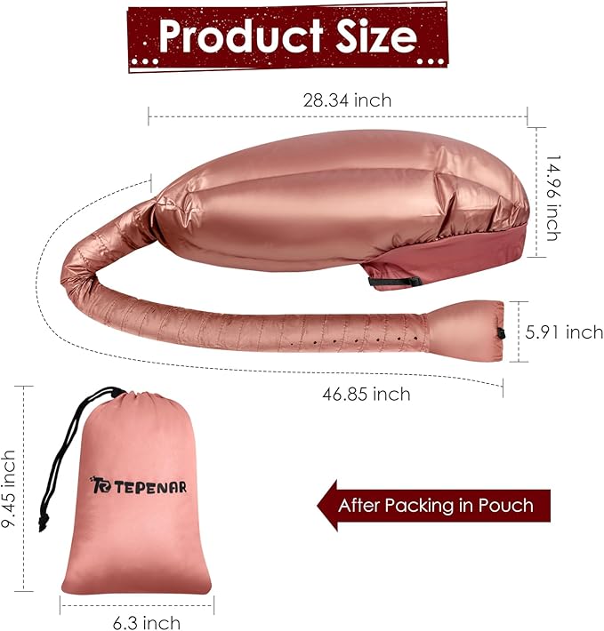 Hair Dryer Bonnet Attachment: Upgraded Extra Large Hooded Dryer Adjustable Hair Dryer Caps - Easy to Use for Natural Curly Textured Hair Care Styling Fast Drying - Rose Gold