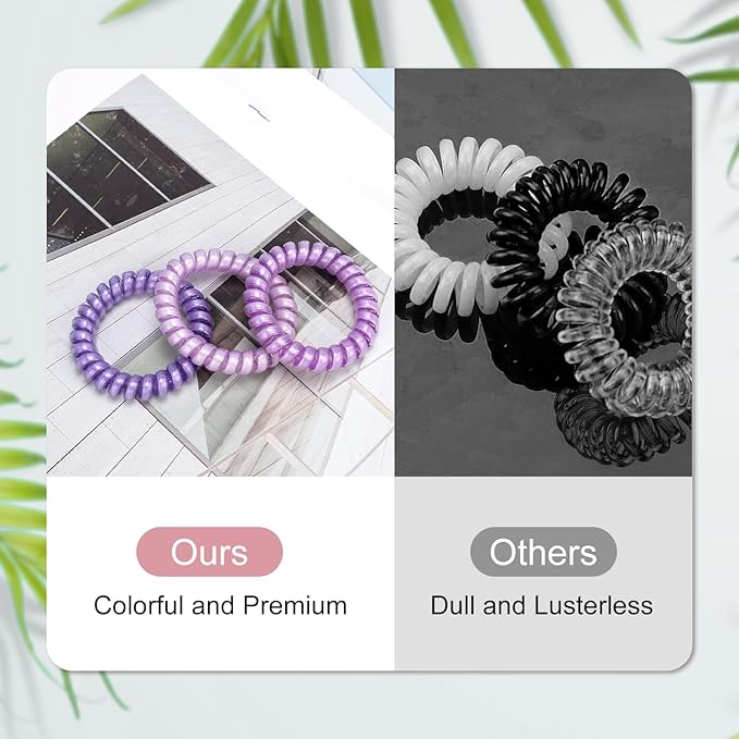 JessLab Spiral Hair Ties for Women, 10-Pack Traceless No-Damage Ponytail Holders, Coils Hair Bands for Girls, Assorted Colors