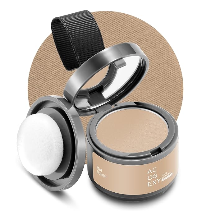 Root Touch Up Hair Powder, Med Blonde, Instantly Covers Hairline Shadow, Thinning Hair for Women Eyebrows, Gray Hair Coverage for Men's Beard Line, Bald Spots