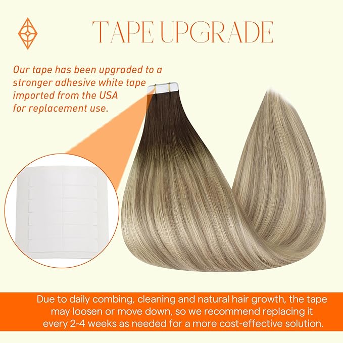 Full Shine Balayage Tape in Hair Extensions Human Hair 18Inch Balayage Tape in Real Hair Extensions Color 2 Fading to 18 And 60 Blonde Remy Hair Ombre Skin Weft Tape in Human Hair Extensions 50G 20Pcs