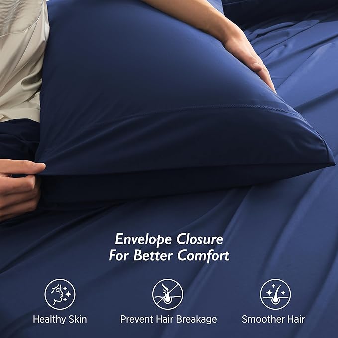 Breescape Cooling Pillow Cases Standard/Queen Size - BlendTek™ Dry & Cool Technology for Hot Sleepers and Night Sweats, 2 Pack Ultra Soft Pillowcases for Hair & Skin Care, 20" x 30", Twilight Blue
