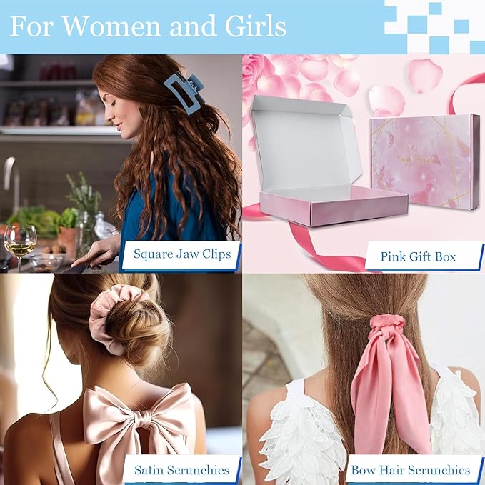 Curly Hair Brush,Curl Defining Brush,Slick Back Hair Brush,Rat Tail Comb,Edge Bristle Brush,Clip Claw,Bow,Satin Scrunchies,No Damage Hair Ties,Scarf Hair Ties,Gifts For Women,Best Gift Set(Purple)
