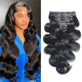 Seamless Clip in Hair Extensions Human Hair Body Wave Human Hair Clip in Extensions 8Pcs PU Clip ins Remy Hair for Women Invisible Skin Weft 18Clips 120g 24inch Natural Black