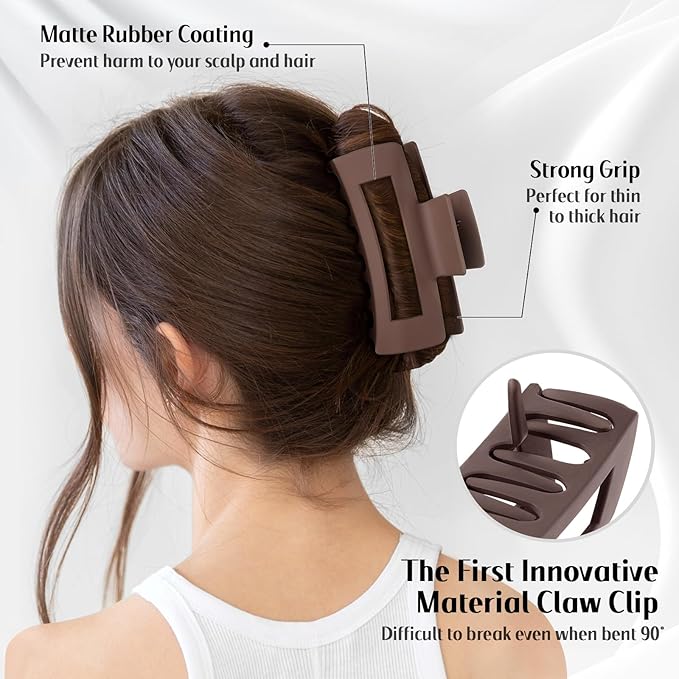 TOCESS Hair Claw Clips for Women - Unbreakable Small Medium Big Extra Large 4 Sizes Clip Set for Thick Thin Hair, Hard to Break Neutral Hair Claws for Long Short Hair Girls (8PCS)