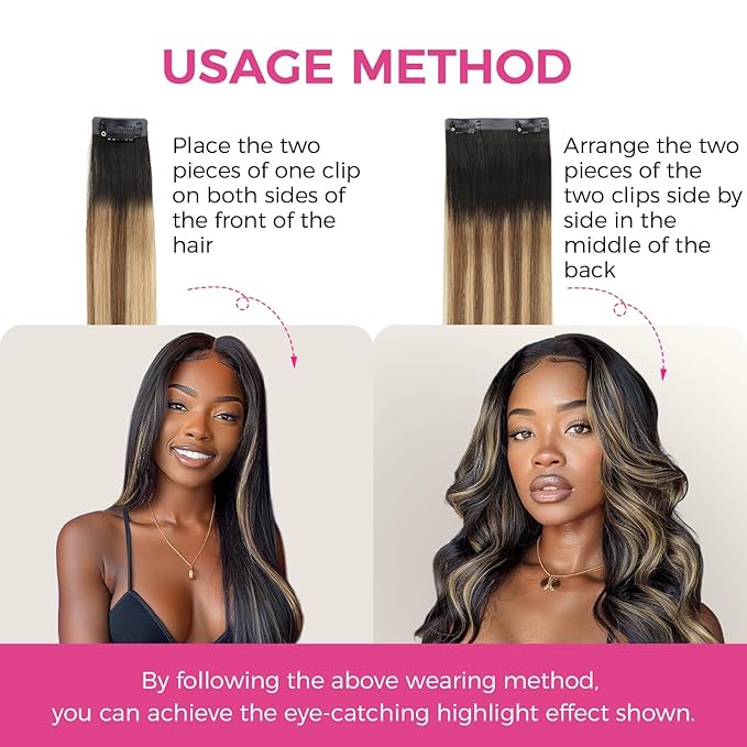 Lashey Seamless Clip in Hair Extensions 4pcs 46g Ombre Balayage Ash Brown to Honey Blonde Clip in Hair Extensions Human Hair with Highlighted Effect 18 Inch Straight Human Hair
