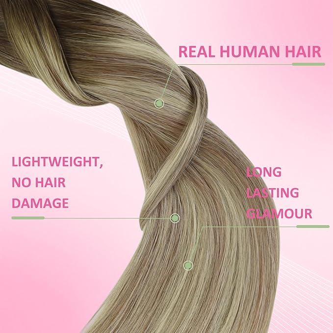 YoungSee Tape in Extensions Ombre Blonde Tape in Hair Extensions Ash Blonde Balayage Platinum Blonde Tapein Hair Extension Real Human Hair 12 Inch 30g Balayage Tape-on Hair Extension 20pcs