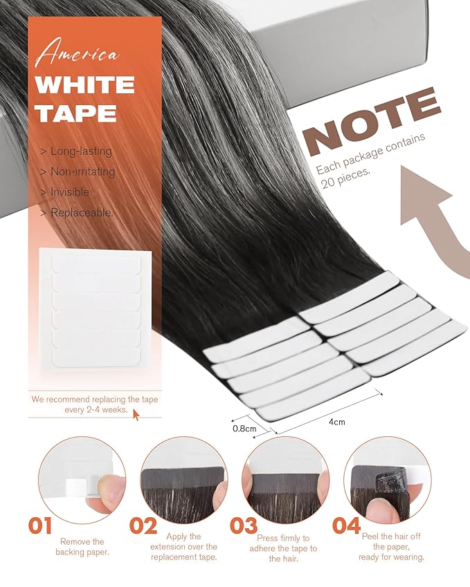 Sunny Hair Tape in Hair Extensions Real Human Hair Invisible Remy Hair Extensions Tape ins for Women Natural Black Roots to Silver Grey Balayage 14 inch 20Pcs 50G