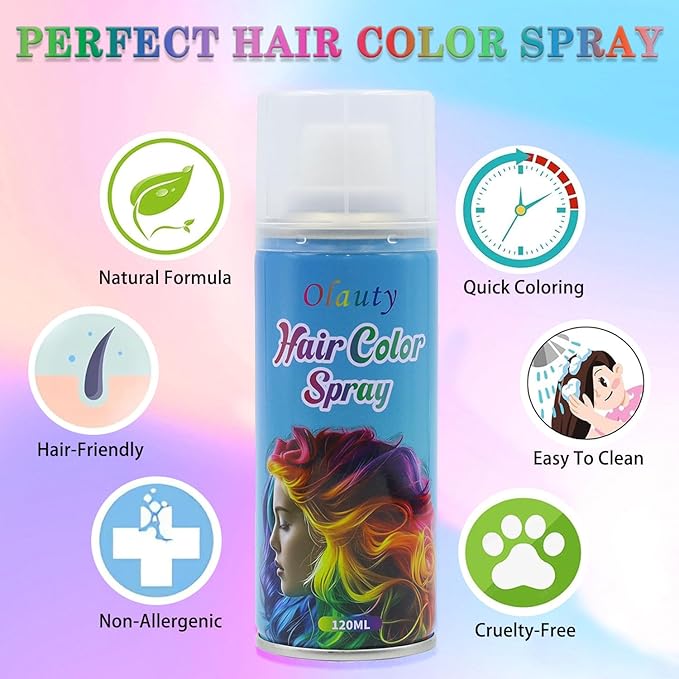 Fire Red Temporary Hair Color Spray for Kids Women, One-Day Temporary Hair Dye Spray Washable Hair Color Wax Non-Sticky For Christmas, Cosplay DIY, Party, Halloween, Crazy Hair Day (FireRed)